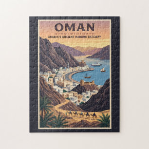 Oman Landschaft Illustration Reise Kunst Vintage Puzzle