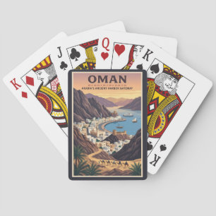 Oman Landschaft Illustration Reise Kunst Vintage Spielkarten