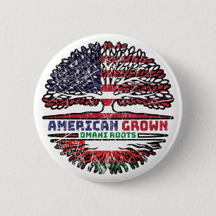 Oman Omani American USA Tree Roots Flag Button