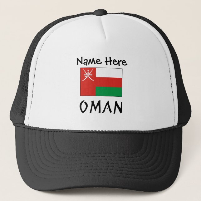 Oman Omani Flag Black Personalization Truckerkappe (Vorderseite)