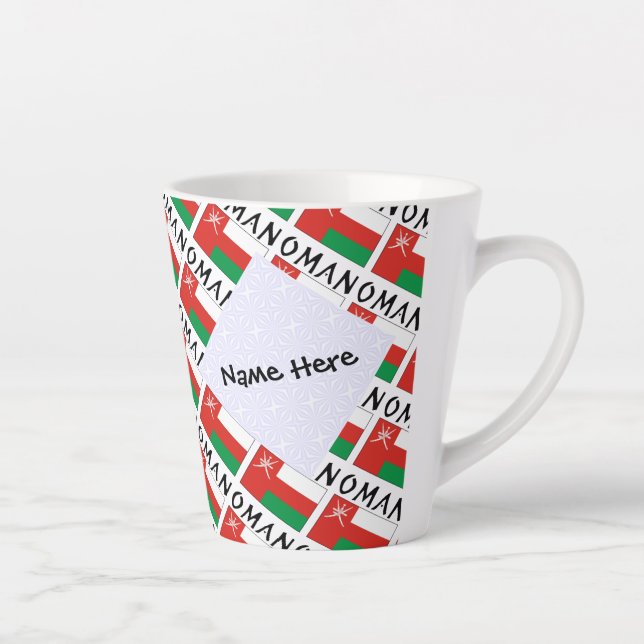 Oman Omani Flag Tiled Personalisiert Milchtasse (Rechts)