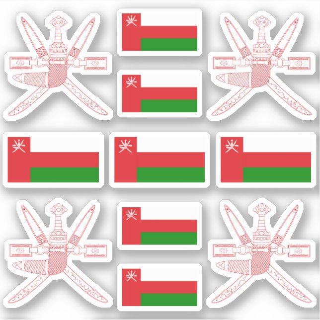 Omani-Staatssymbole /Emblem und Flag Aufkleber (Vorderseite)
