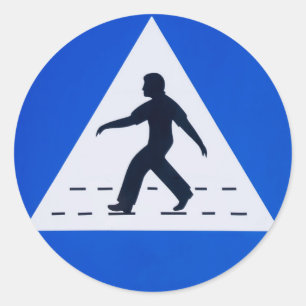 Omanisches Fußgängerüberweg-Schild - Maskat, Oman Runder Aufkleber