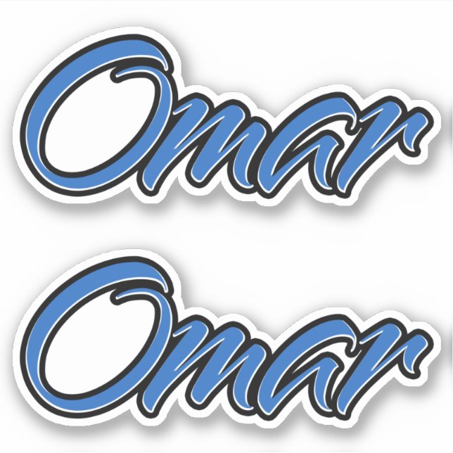 Omar Name blue Aufkleber Sticker Stickerset (Vorderseite)