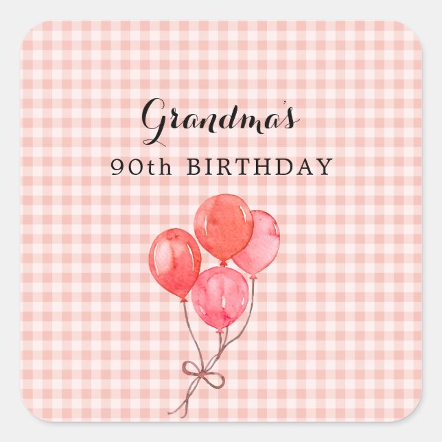 Oma's 90. Geburtstag Quadratischer Aufkleber (Vorderseite)