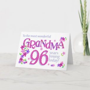 Oma's 96. Geburtstagskunst mit Blume Card Feiertagskarte