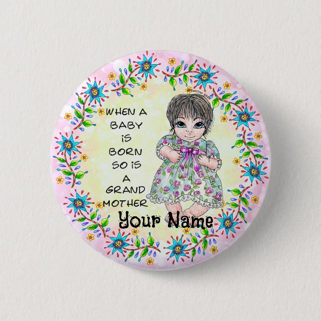Omas Baby Mädchen  Button (Vorderseite)