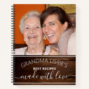 Oma's Best Recipes Rustic Wood Foto Kochbuch Notizbuch