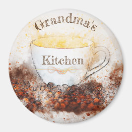 Oma's Cosy Kaffeetasse Kaffeebohnen in der Küche Magnet