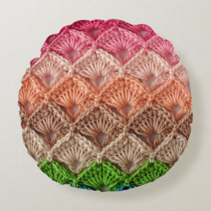 Oma's Crochet Quilt Rundes Kissen