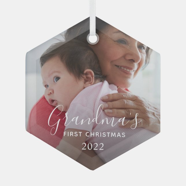 Oma's erstes Weihnachten Ornament Aus Glas (Vorderseite)