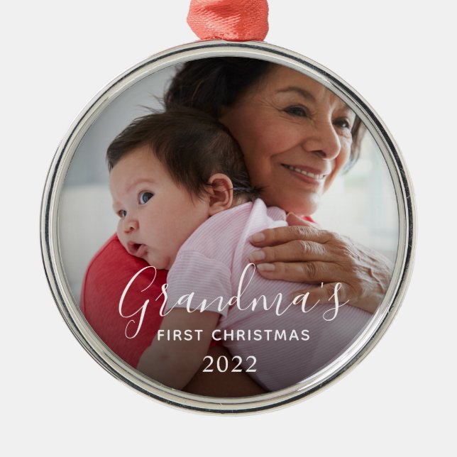 Oma's erstes Weihnachten Ornament Aus Metall (Vorne)
