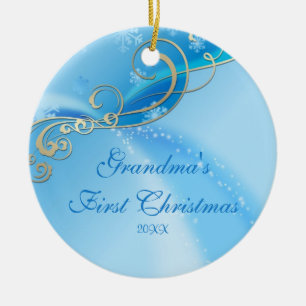 Omas erstes Weihnachts-Schneeflocken-Ornament Keramikornament