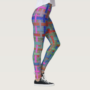 Omas farbenfrohes "Kariert", mit Leinwand-Aspekt-L Leggings