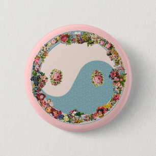 Omas florales Yin Yang Button
