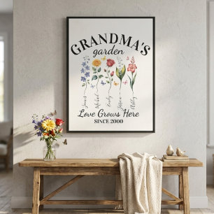 Omas Garten Geburtstagsblumenstrauß Liebe wächst Leinwanddruck