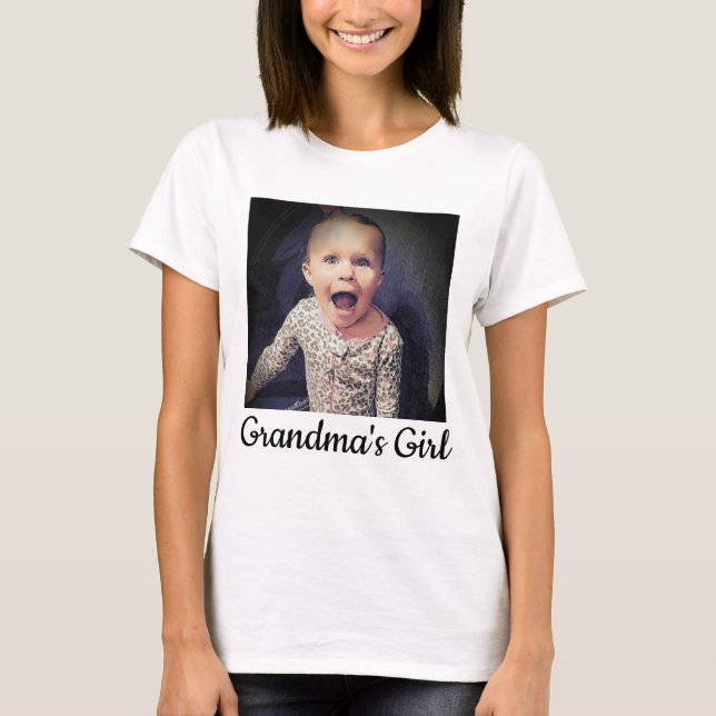 Oma's Girl Custom Grandkids Foto T-Shirt (Vorderseite)