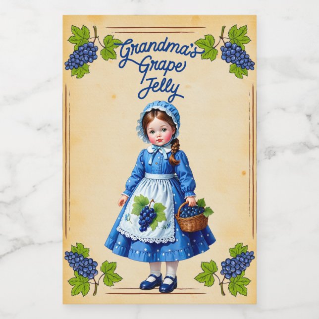 Oma's Grape Jelly Vintag Lebensmitteletikett (Einzelnes Label)