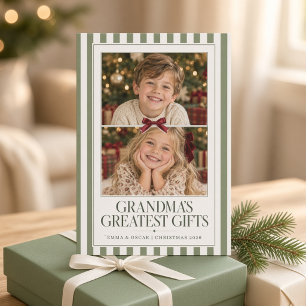 Omas größte Geschenke Salbei-Weihnachtsfotokarte Feiertagskarte