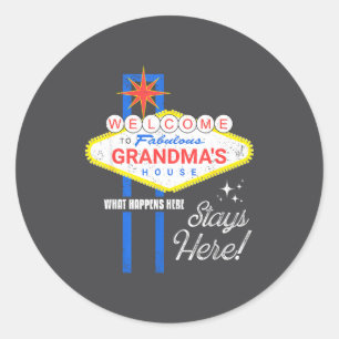 Omas Haus T-Shirt Vegas Lustige Oma Runder Aufkleber