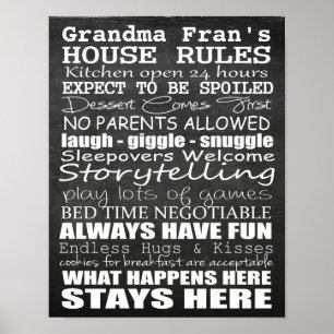Oma's House Rules - Chalkboard - Individualisieren Poster