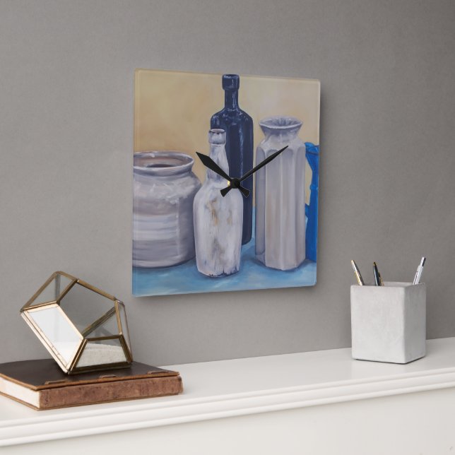 Oma's Jars Quadratische Wanduhr (Büro)