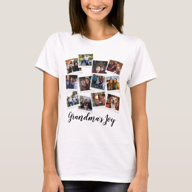 Oma's Joy Foto Frame Collage Modern Trendy T- T-Shirt (Vorderseite)