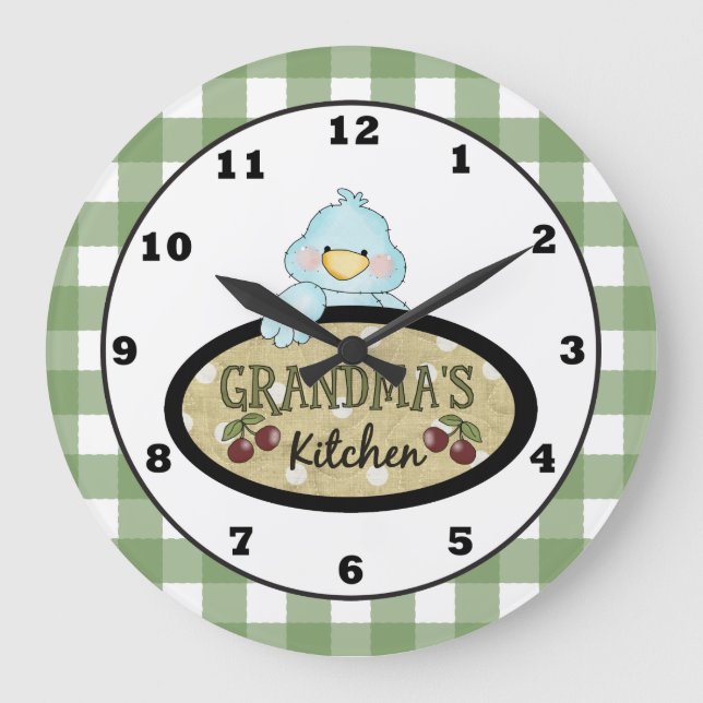 Oma's Kitchen Bird Wanduhr (Vorderseite)