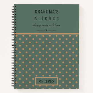 Oma's Kitchen Blue mit Tan Polka Dots Rezept Notizbuch