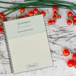 Oma's Kitchen Creme & Blassblau Streifen Rezept Notizbuch