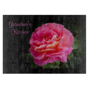Oma's Kitchen Pink Rose Personalisiert  Schneidebrett