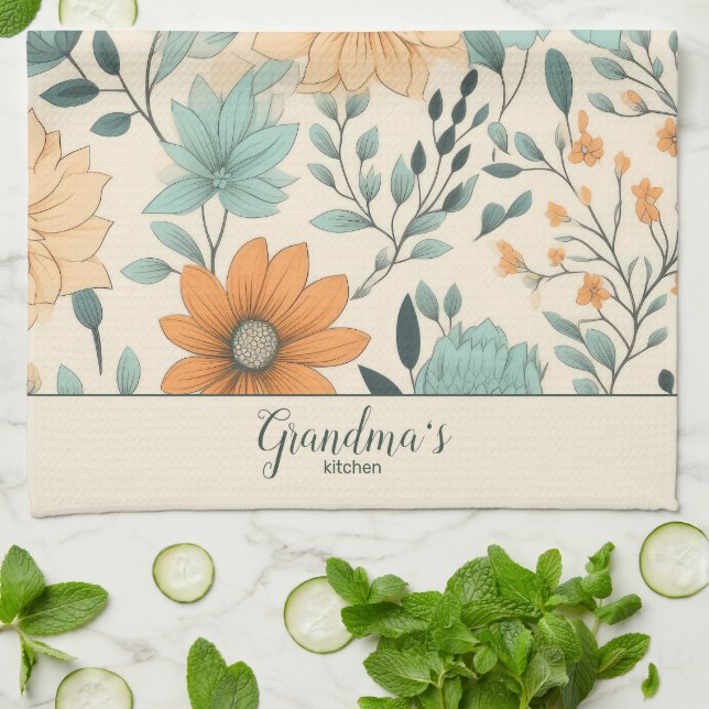 Oma's Kitchen Retro Floral Geschirrtuch (Gefaltet)