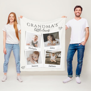 Omas kleine Schätze 4-Foto-Collage-Geschenk Fleecedecke