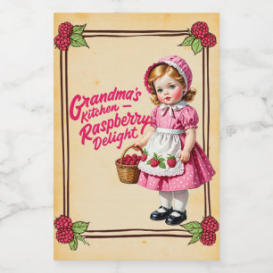 Omas Küche Himbeer Delight Vintage Lebensmitteletikett