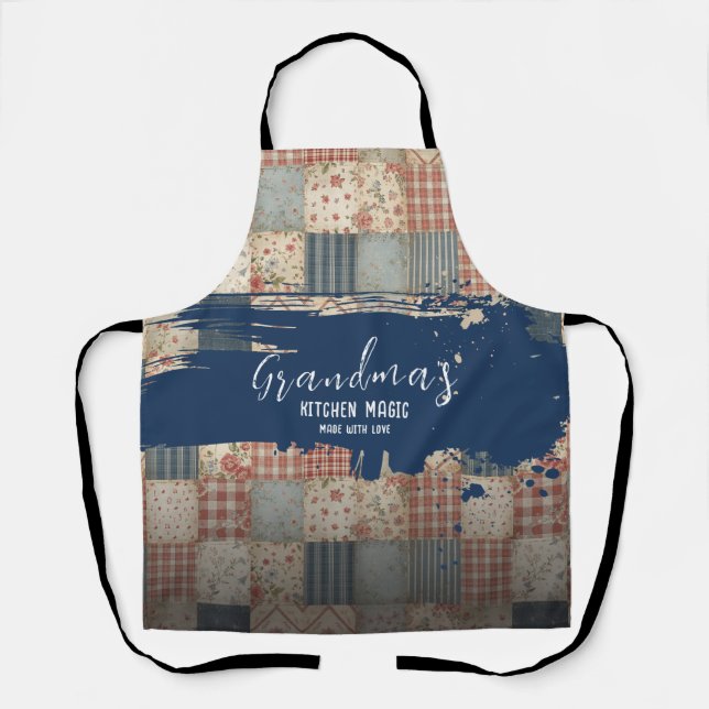 Omas Küchenzauber Vintage Patchwork Schürze (Vorderseite)