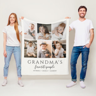 Omas Lieblingsmenschen Foto-Collage-Geschenk Fleecedecke