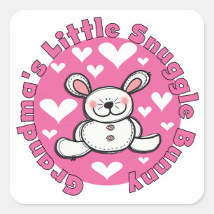 Oma's Little Snuggle Bunny Quadratischer Aufkleber