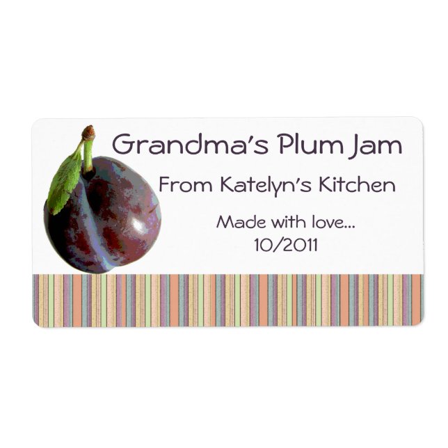 Oma's Plum Jam Jar Label (Anpassen) (Vorne)