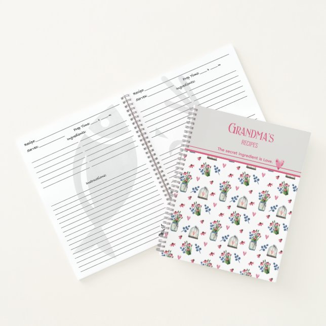 Oma's Rezepte rosa Armbanduhr Muster Notizbuch (Innenseite)