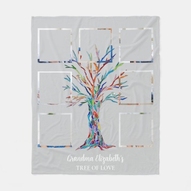 Oma's Seven Foto Collage Gray Fleecedecke (Vorderseite)