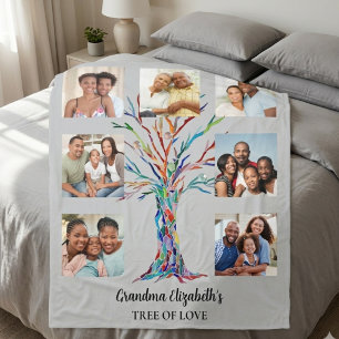 Oma's Seven Foto Collage Gray Fleecedecke