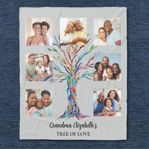 Oma's Seven Foto Collage Gray Fleecedecke