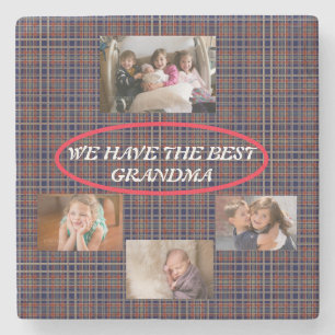 Oma's sind wie Kekse Schlichte Fotos aus weißem Sc Steinuntersetzer