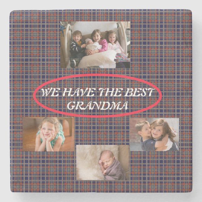 Oma's sind wie Kekse Schlichte Fotos aus weißem Sc Steinuntersetzer (Vorderseite)