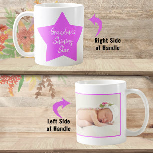 Omas strahlender Stern Rosa Neugeborenen-Baby-Foto Kaffeetasse