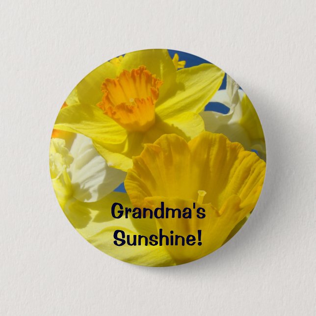 Oma's Sunshine! Knöpfe Gelbe Daffodil-Blume Button (Vorderseite)