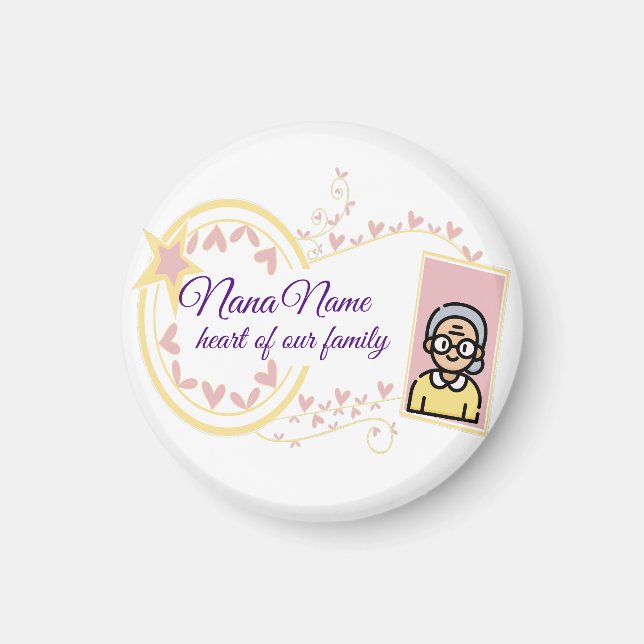 Omas Tag Vintage-Abzeichen-Design Magnet (Vorne)