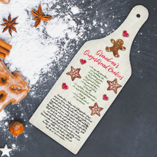 Omas weihnachtliches Rezept für süße rote Grüne We Schneidebrett