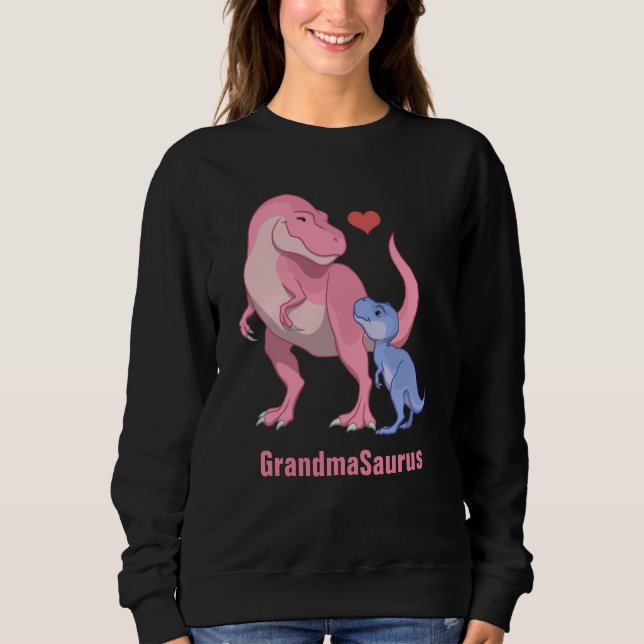 OmaSaurus Pink T-Rex & Blue Baby Boy Dinosaurier Sweatshirt (Vorderseite)