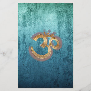OMblaues Messinggolddamast Asien-Yoga Briefpapier